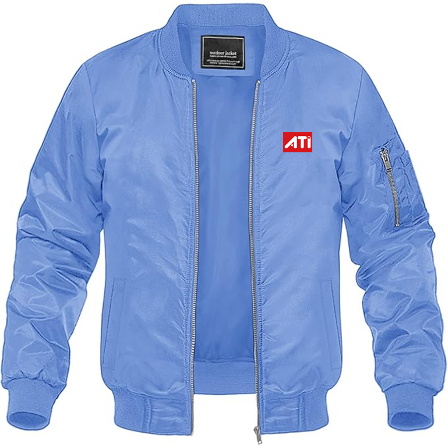 Men's ATI Logo Lightweight Bomber Jacket Windbreaker Softshell Varsity Jacket Coat