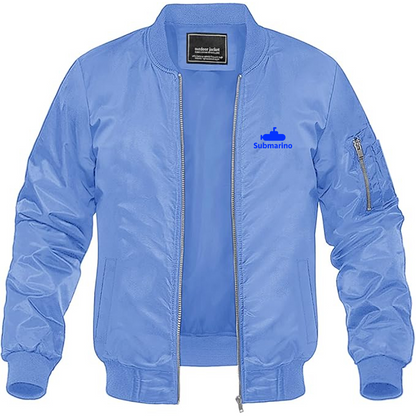 Men's Submarino Logo Lightweight Bomber Jacket Windbreaker Softshell Varsity Jacket Coat