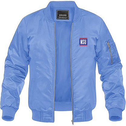 Men's NSU Logo Lightweight Bomber Jacket Windbreaker Softshell Varsity Jacket Coat