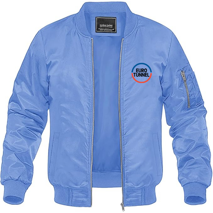 Men's  Eurotunnel   Logo Lightweight Bomber Jacket Windbreaker Softshell Varsity Jacket Coat