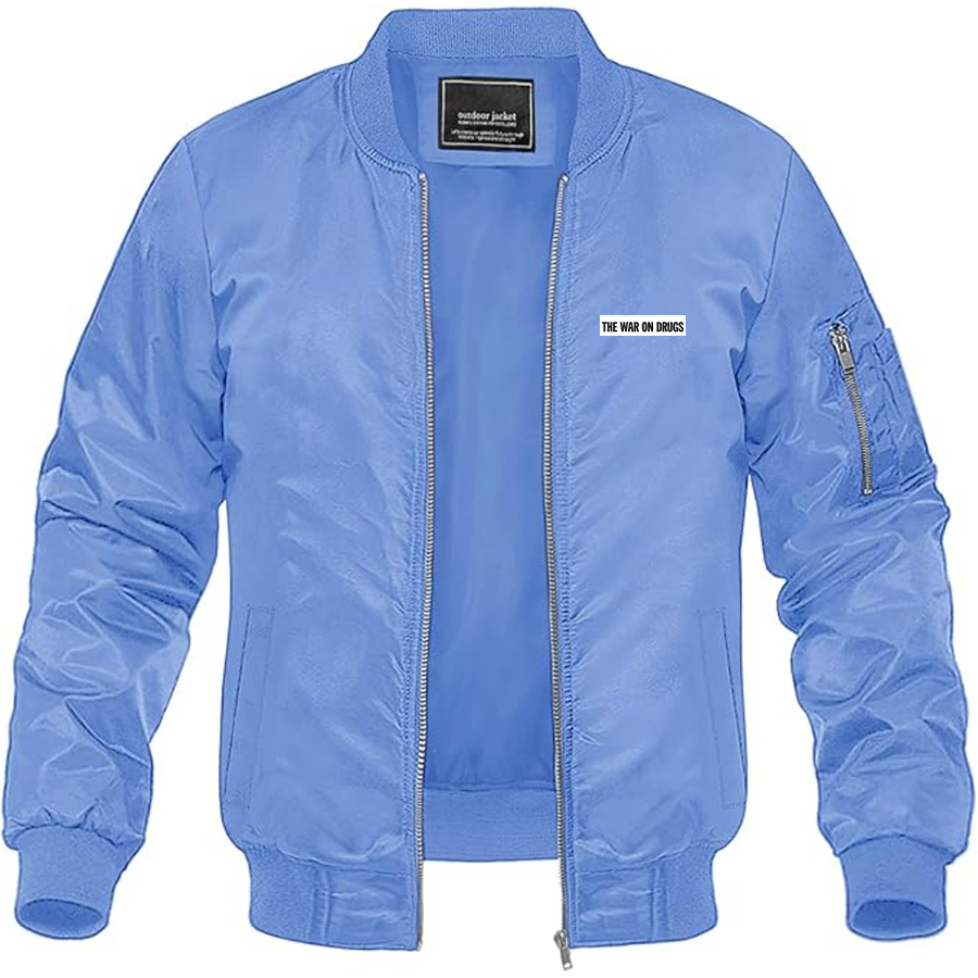 Men's The War on Drugs Logo Lightweight Bomber Jacket Windbreaker Softshell Varsity Jacket Coat