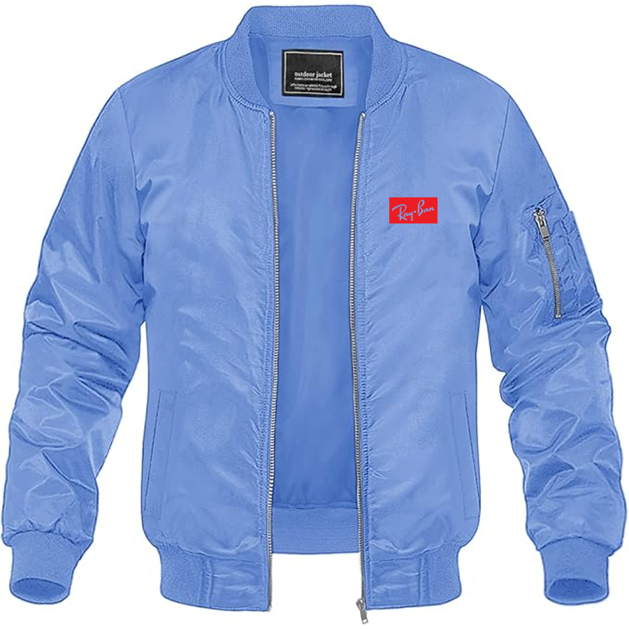Men's Ray Ban Logo Lightweight Bomber Jacket Windbreaker Softshell Varsity Jacket Coat