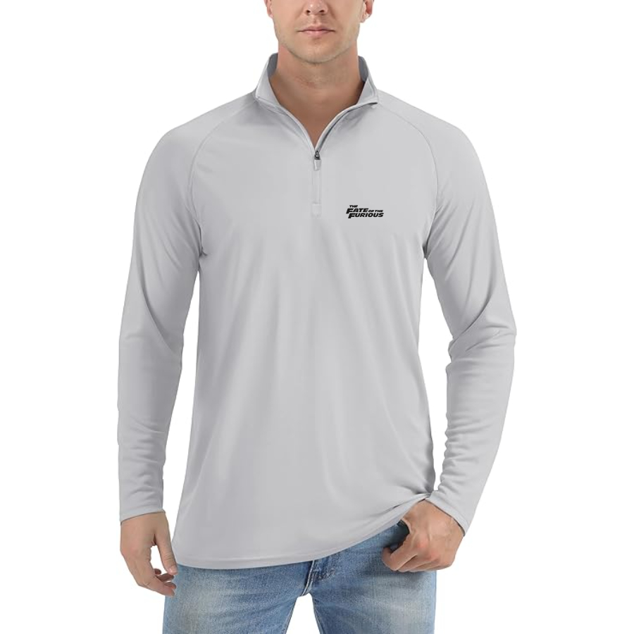 Men's The Fate Of the Furious Logo Lightweight Quarter-Zip Athletic Shirt Long Sleeve Performance Wear