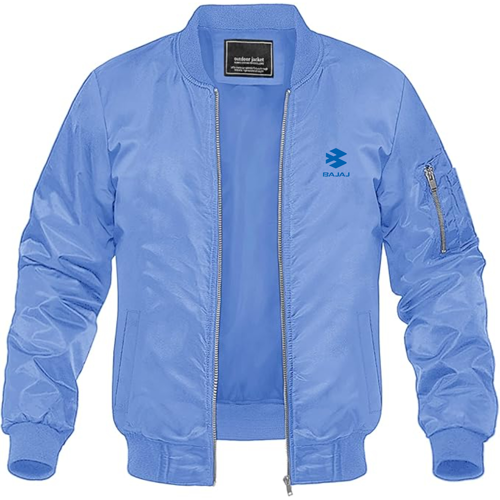 Men's Bajaj Logo Lightweight Bomber Jacket Windbreaker Softshell Varsity Jacket Coat