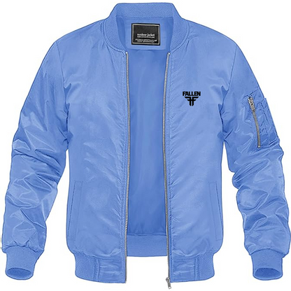 Men's Fallen Logo Lightweight Bomber Jacket Windbreaker Softshell Varsity Jacket Coat