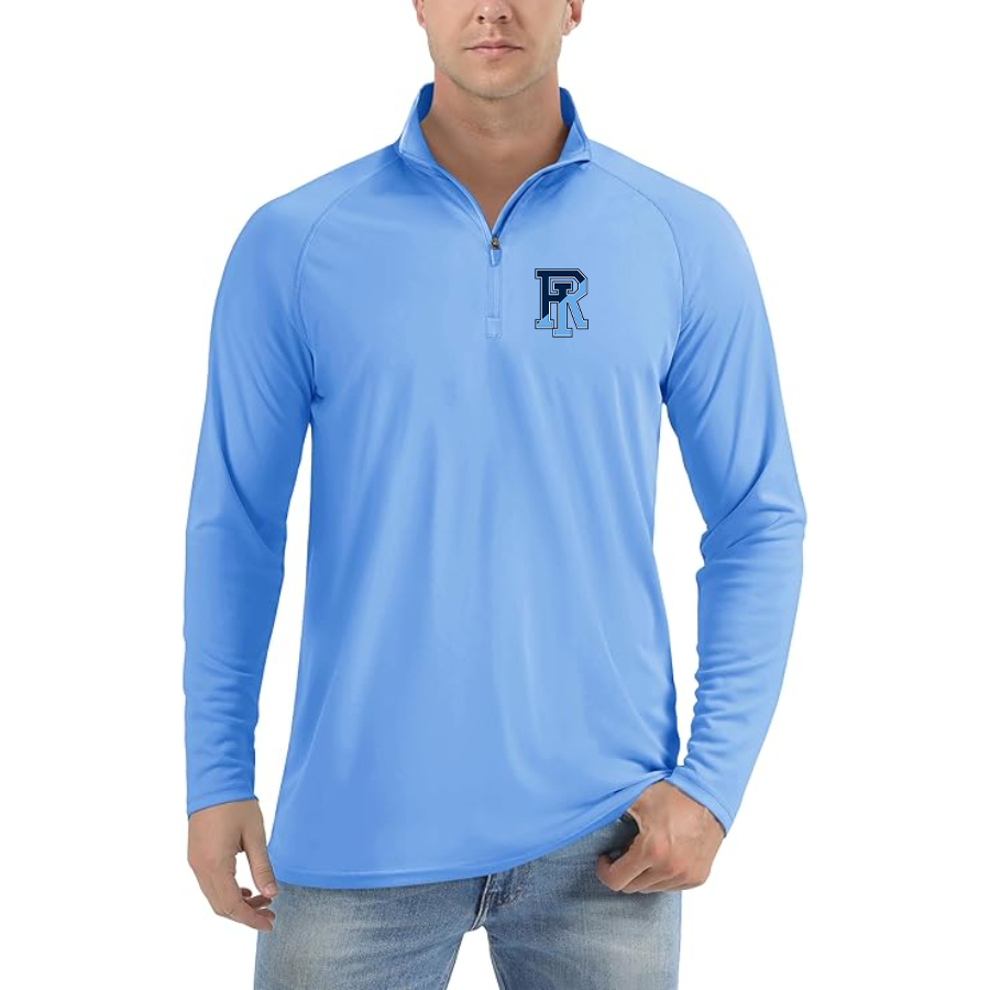 Men's Rhode Island Rams Logo  Lightweight Quarter-Zip Athletic Shirt Long Sleeve Performance Wear