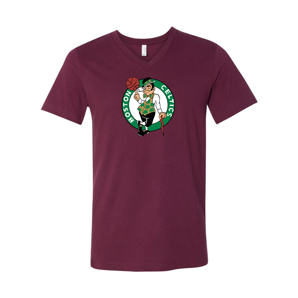 Boston Celtics Logo BELLA  CANVAS - Jersey V-Neck T-Shirt