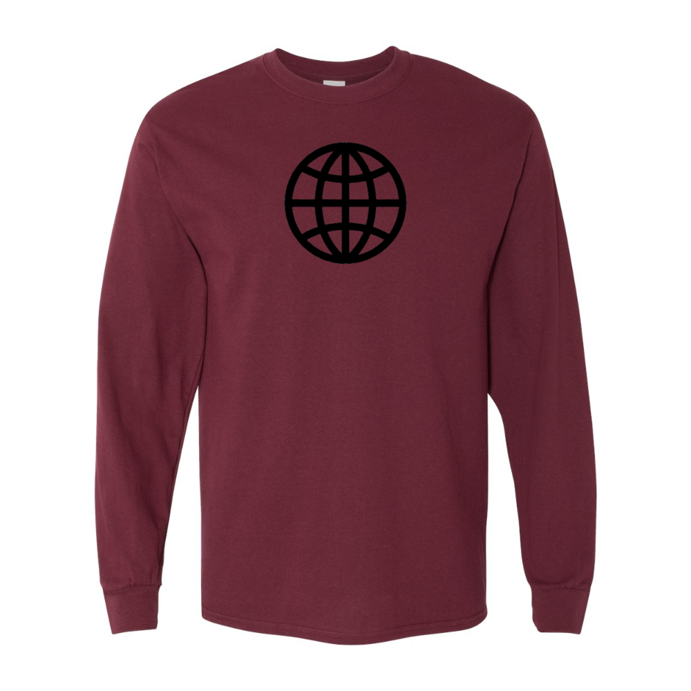 Men's  Internet Globe Gildan Heavy Cotton Long Sleeve T-Shirt