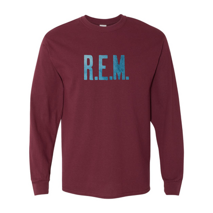 Men's  R.E.M. Blue  Gildan Heavy Cotton Long Sleeve T-Shirt