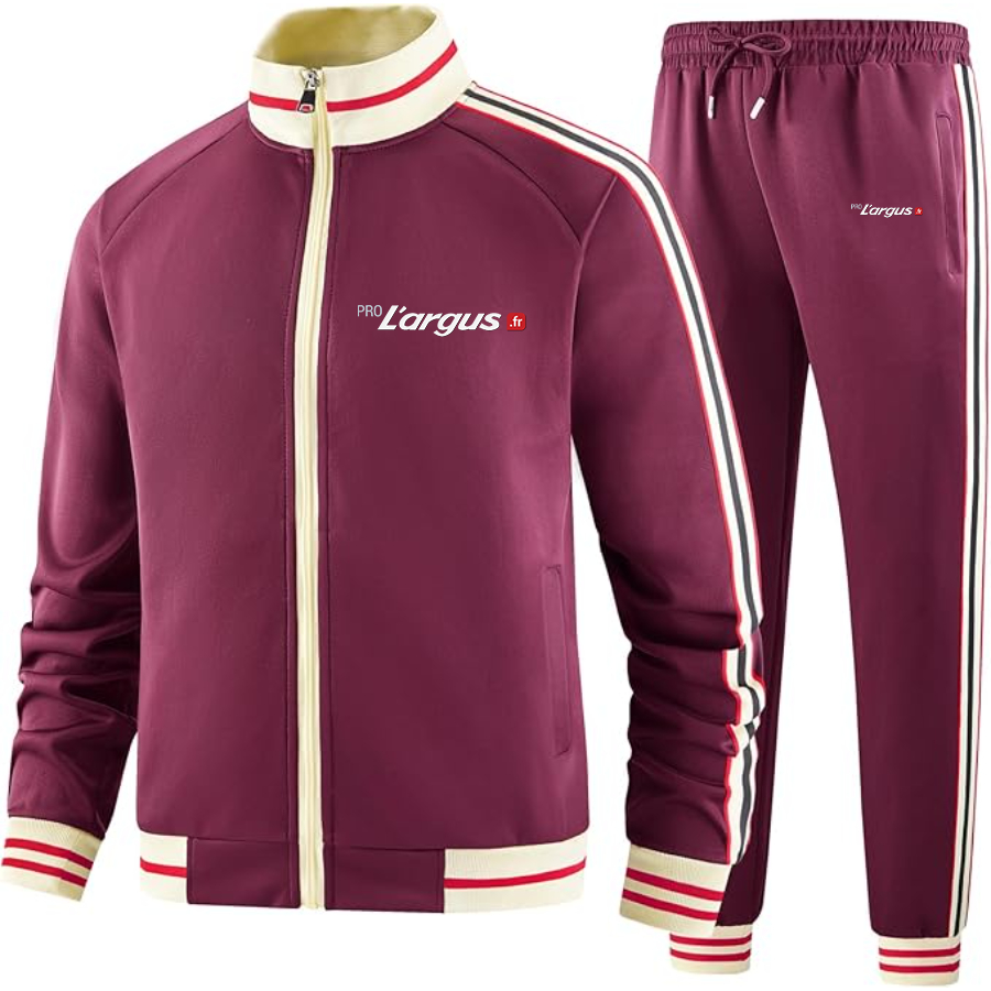 Men's Pro Largus Two Piece Designer Tracksuit with Bold Striped Accents and Zippered Front Elevated Athletic