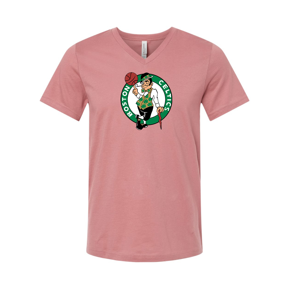 Boston Celtics Logo BELLA  CANVAS - Jersey V-Neck T-Shirt