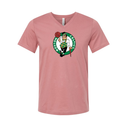 Boston Celtics Logo BELLA  CANVAS - Jersey V-Neck T-Shirt