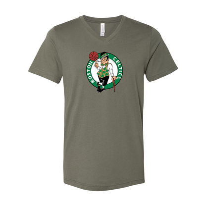Boston Celtics Logo BELLA  CANVAS - Jersey V-Neck T-Shirt