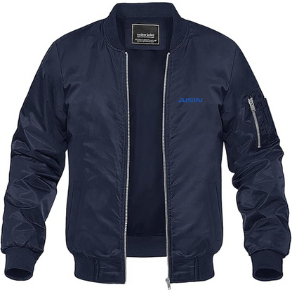 Men's Aisin Logo Lightweight Bomber Jacket Windbreaker Softshell Varsity Jacket Coat