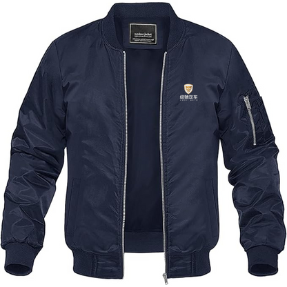 Men's Lvchi Logo Lightweight Bomber Jacket Windbreaker Softshell Varsity Jacket Coat