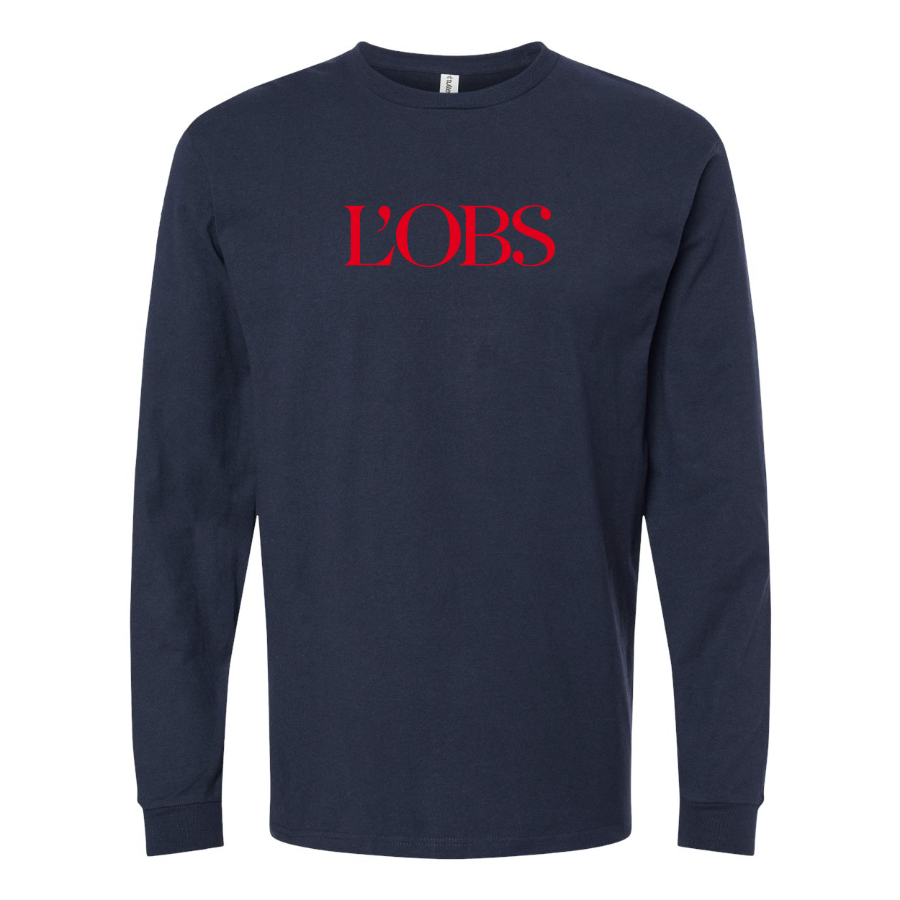 Men's  L'OBS Logo Cotton Long Sleeve T-Shirt