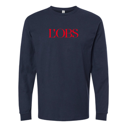 Men's  L'OBS Logo Cotton Long Sleeve T-Shirt