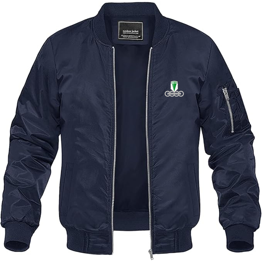 Men's DKW Logo Lightweight Bomber Jacket Windbreaker Softshell Varsity Jacket Coat