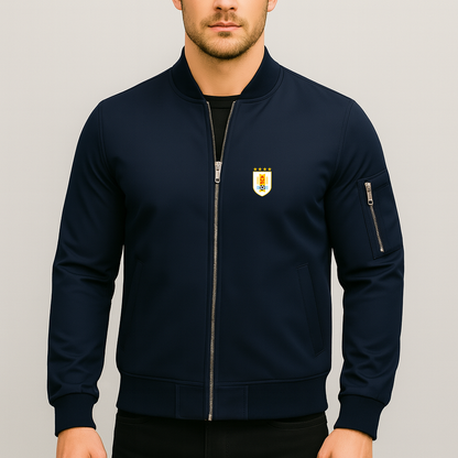Men's Uruguay National Soccer Team Lightweight Bomber Jacket - Navy