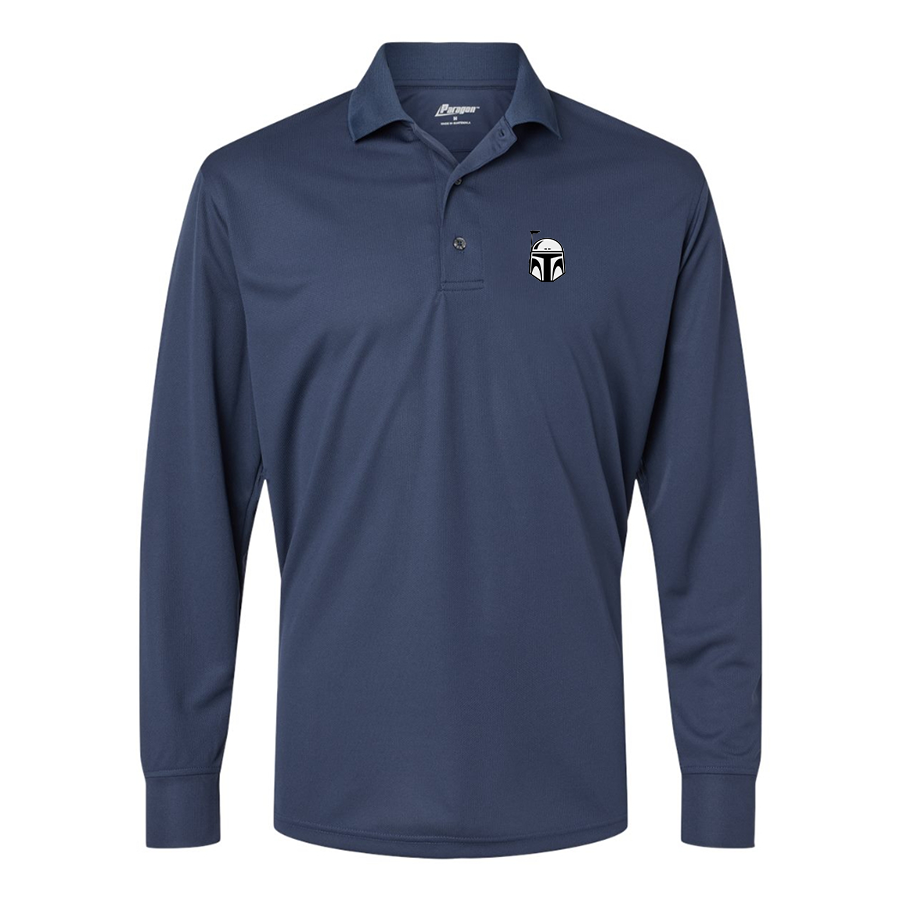 Men's Star Wars Boba Fett Helmet  Paragon Prescott Long Sleeve Polo