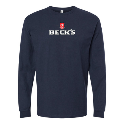 Men's Becks Logo Cotton Long Sleeve T-Shirt