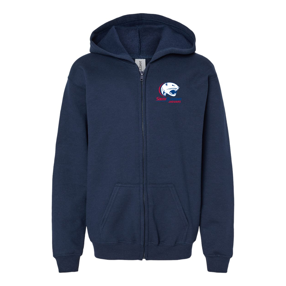 Gildan Heavy Blend Youth South Alabama Jaguars Logo Full Zip Hooded Sweatshirt