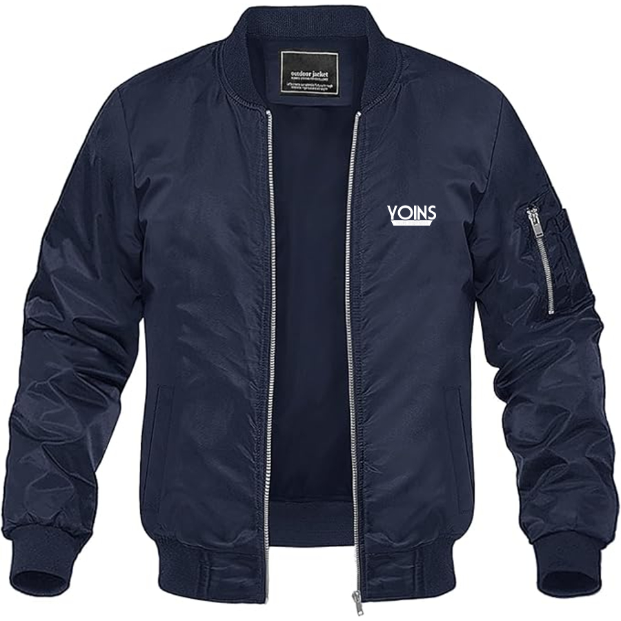 Men's Yoins Logo Lightweight Bomber Jacket Windbreaker Softshell Varsity Jacket Coat