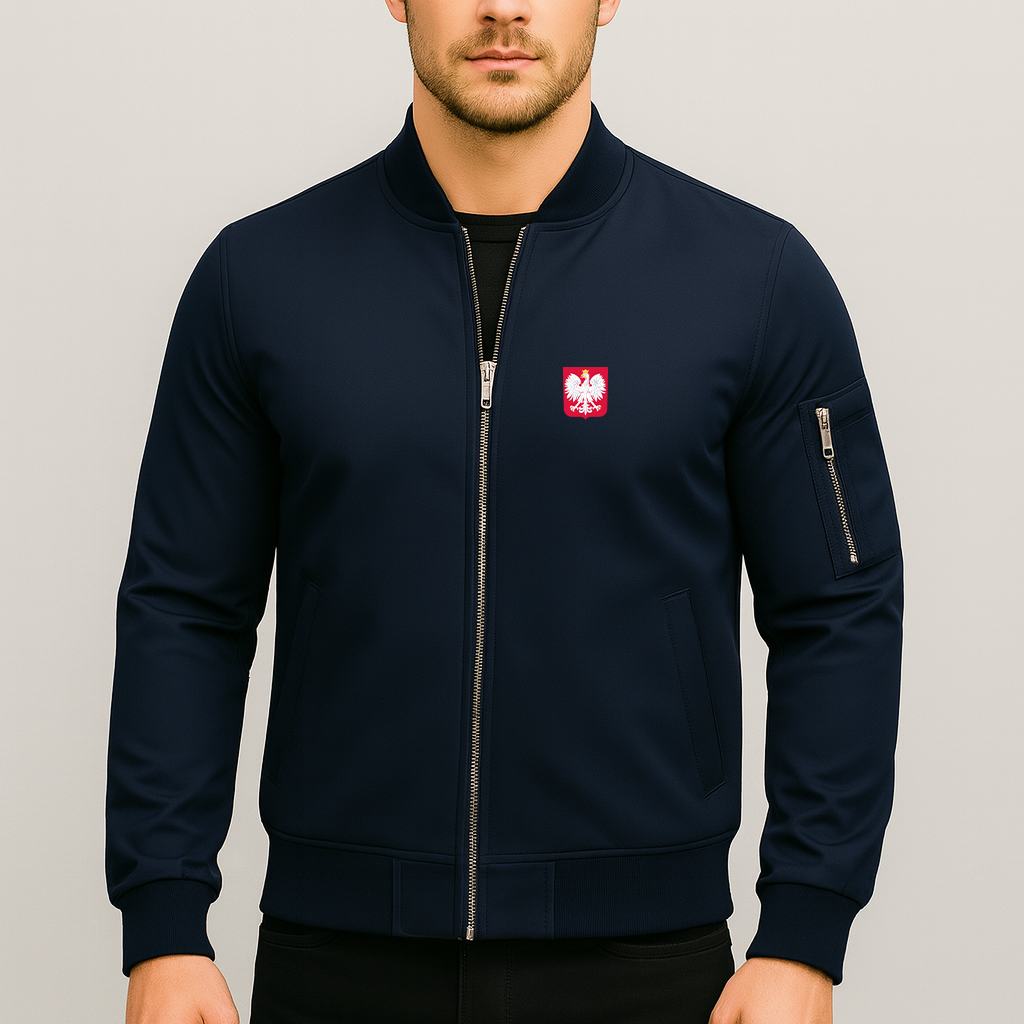 Men's Poland National Soccer Team Lightweight Bomber Jacket - Navy