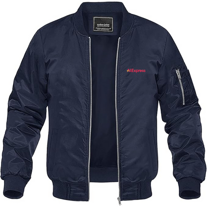 Men's AliExpress Logo Lightweight Bomber Jacket Windbreaker Softshell Varsity Jacket Coat