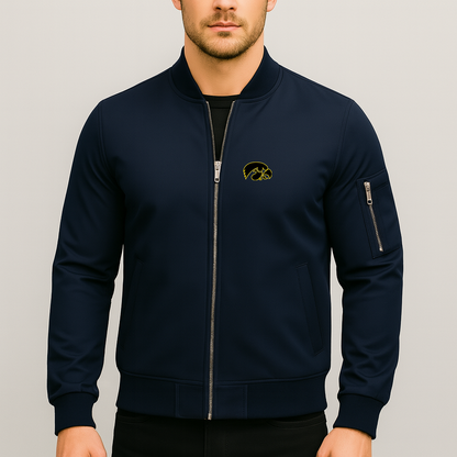 Men's Iowa Hawkeyes Logo Lightweight Bomber Jacket Windbreaker Softshell Varsity Jacket Coat