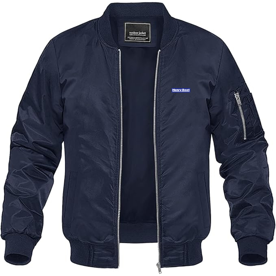 Men's Henry Boot Logo Lightweight Bomber Jacket Windbreaker Softshell Varsity Jacket Coat