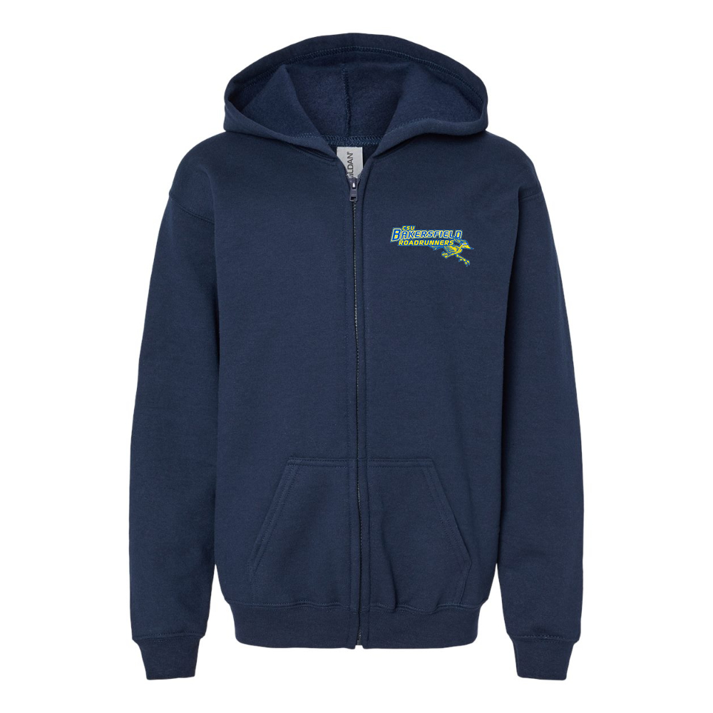 Youth CSU-Bakersfield Roadrunners Gildan Heavy Blend Full Zip Hooded Sweatshirt