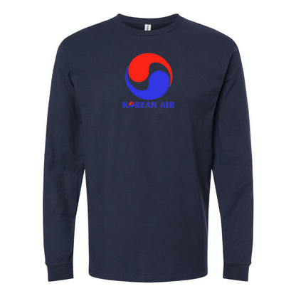 Men's Korean Air Logo Cotton Long Sleeve T-Shirt