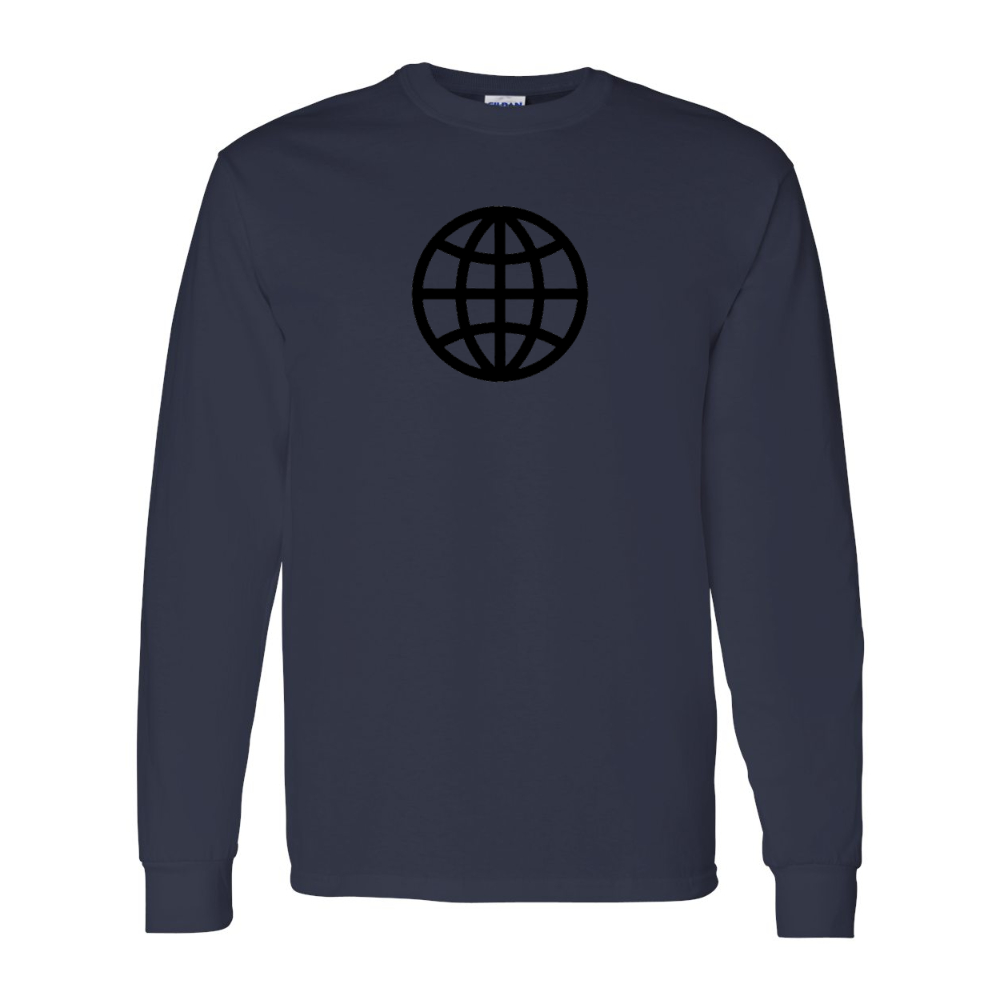 Men's  Internet Globe Gildan Heavy Cotton Long Sleeve T-Shirt