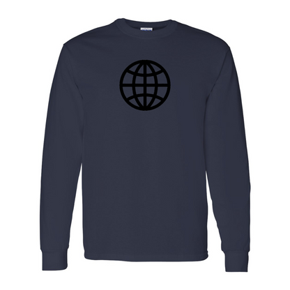 Men's  Internet Globe Gildan Heavy Cotton Long Sleeve T-Shirt