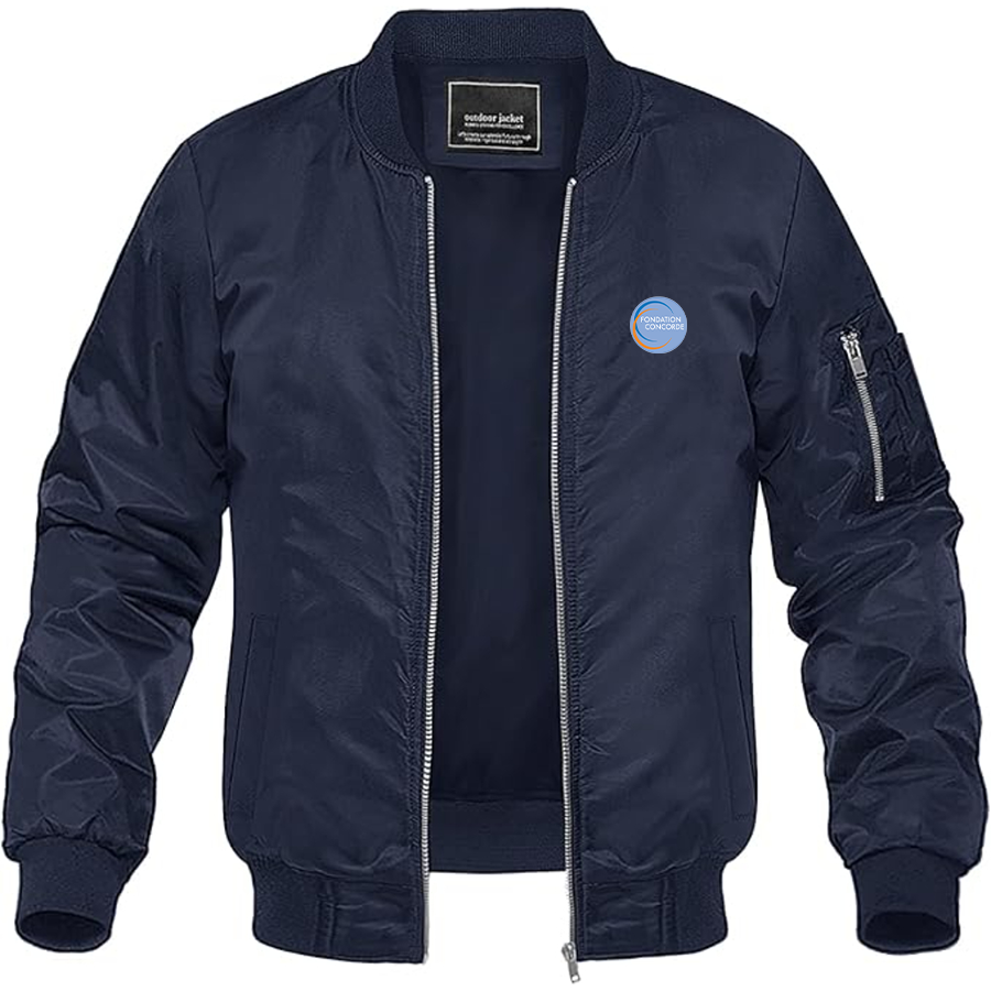 Men's Fondation Concorde Logo Lightweight Bomber Jacket Windbreaker Softshell Varsity Jacket Coat
