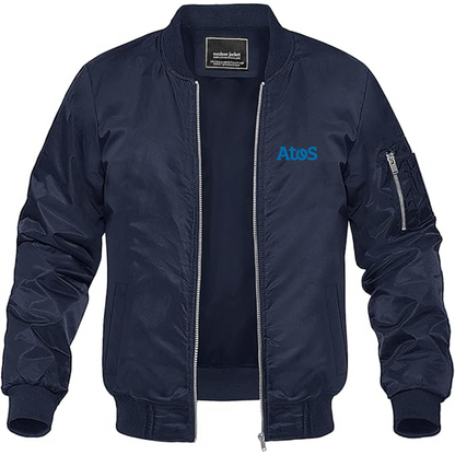 Men's Atos Logo Lightweight Bomber Jacket Windbreaker Softshell Varsity Jacket Coat