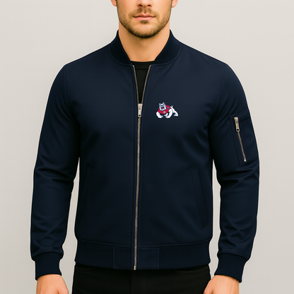 Men's Fresno State Bulldogs Logo Lightweight Bomber Jacket Windbreaker Softshell Varsity Jacket Coat
