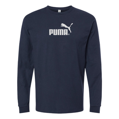 Men's Puma Logo Cotton Long Sleeve T-Shirt