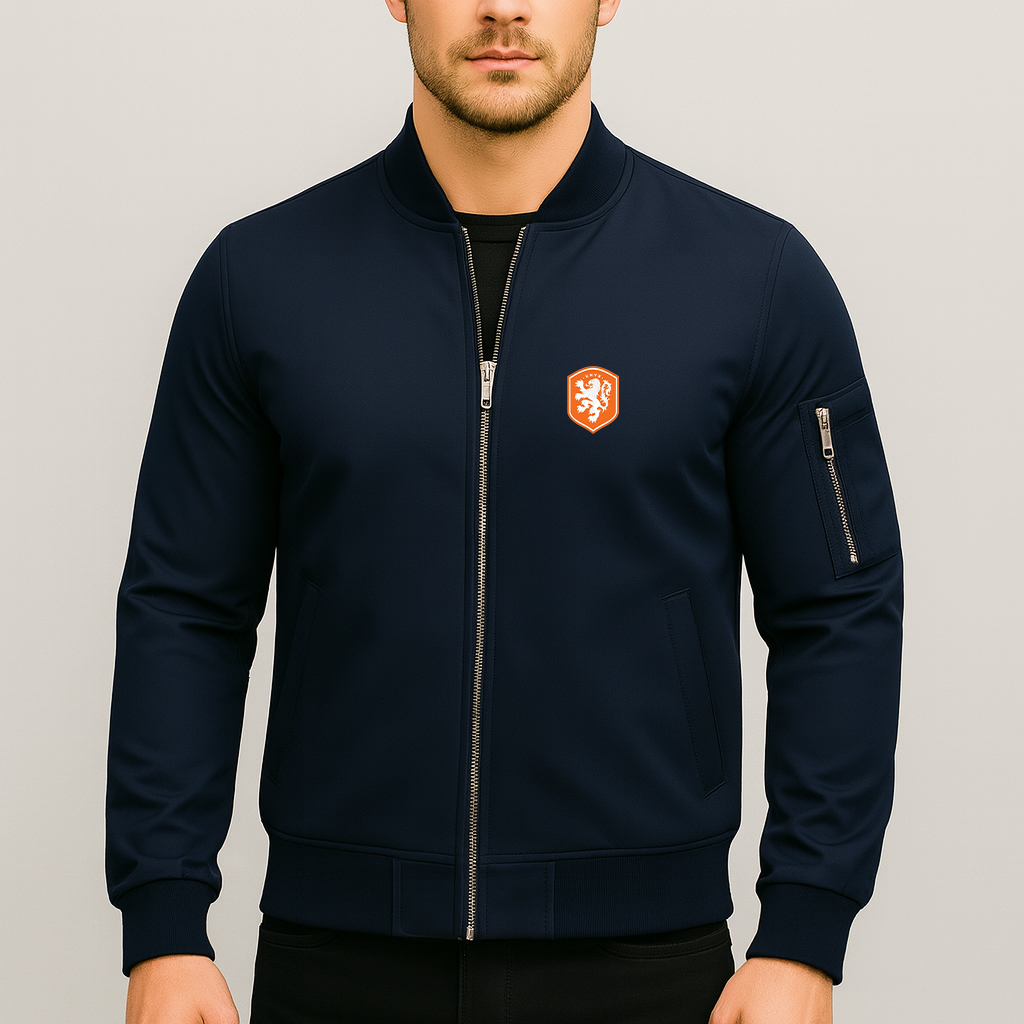Men's Netherlands National Soccer Team Lightweight Bomber Jacket - Navy
