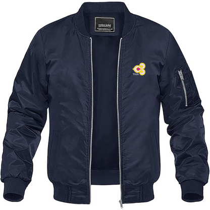 Men's Thai Airlines Logo Lightweight Bomber Jacket Windbreaker Softshell Varsity Jacket Coat