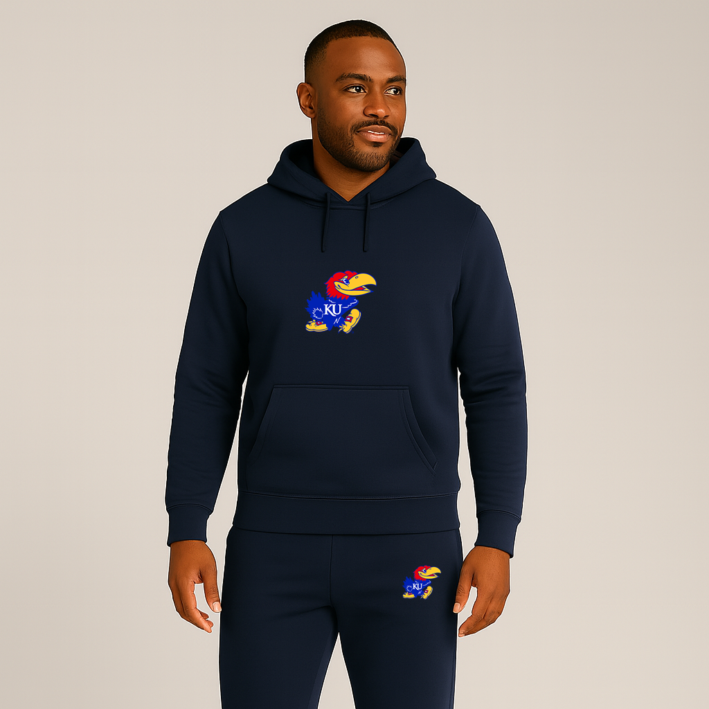 Men's Kansas Jayhawks Logo Hoodie Joggers Set