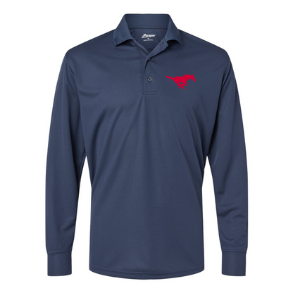 Men's SMU Mustangs Logo Paragon Prescott Long Sleeve Polo