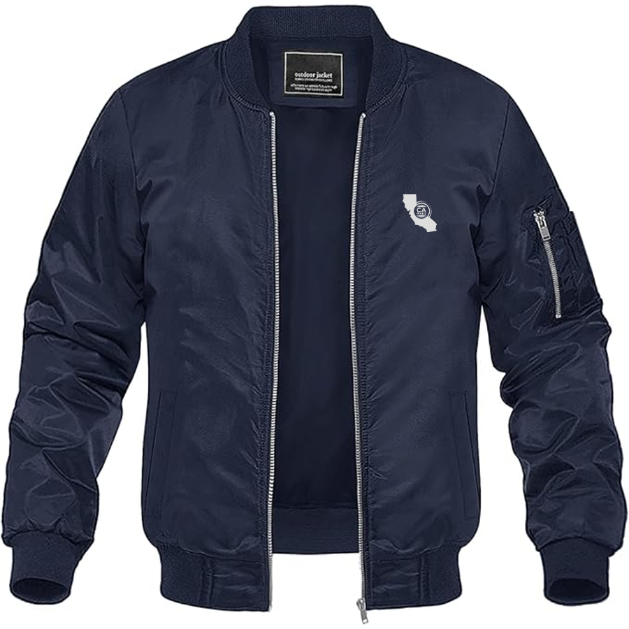 Men's California Made Logo Lightweight Bomber Jacket Windbreaker Softshell Varsity Jacket Coat