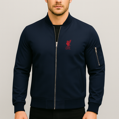 Men's Liverpool L.F.C. Soccer Lightweight Bomber Jacket - Navy