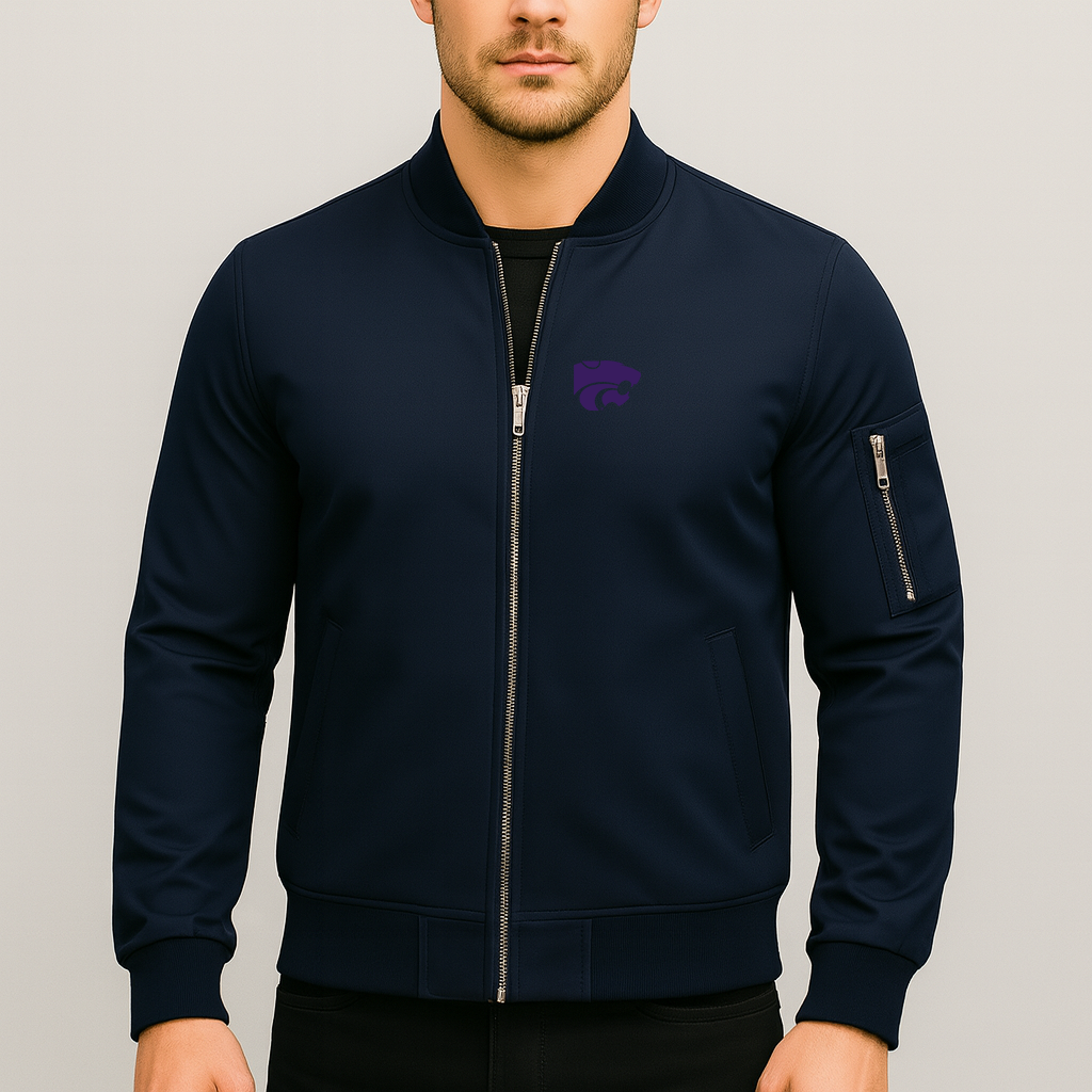 Men's Kansas State Wildcats Logo Lightweight Bomber Jacket Windbreaker Softshell Varsity Jacket Coat