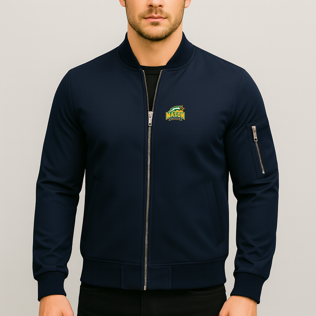 Men's George Mason Patriots Logo Lightweight Bomber Jacket Windbreaker Softshell Varsity Jacket Coat