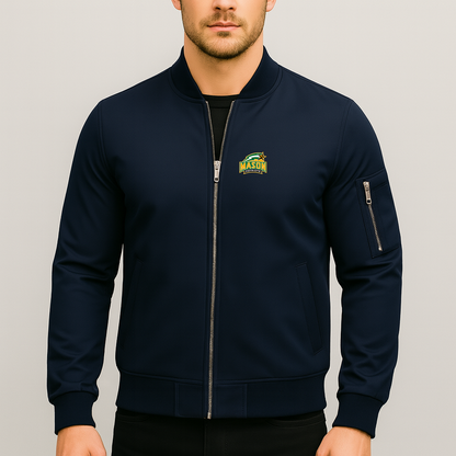 Men's George Mason Patriots Logo Lightweight Bomber Jacket Windbreaker Softshell Varsity Jacket Coat