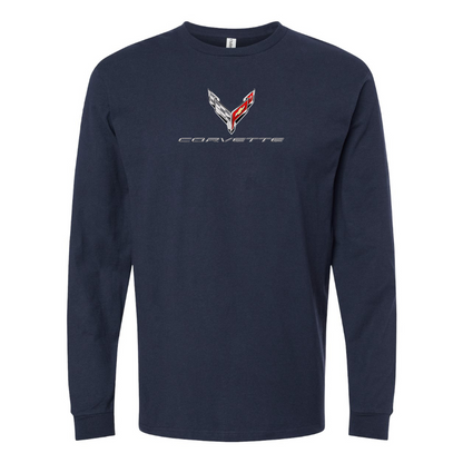 Men's Corvette Logo Cotton Long Sleeve T-Shirt