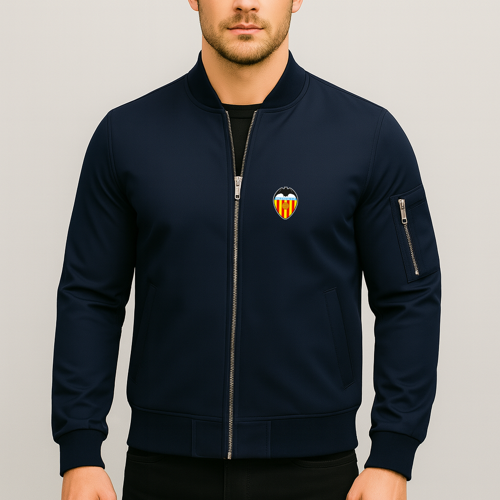 Men's Valencia FC Lightweight Bomber Jacket - Navy